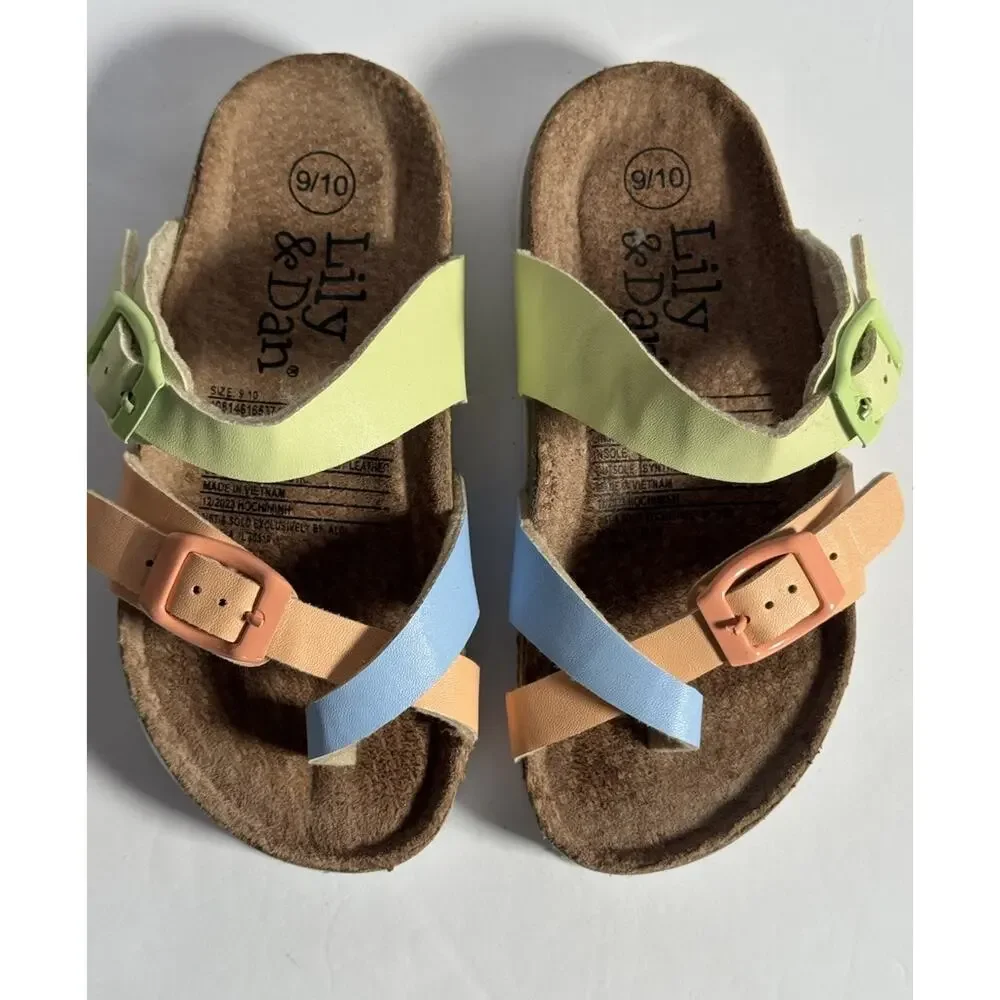 Lily & Dan Toddler Girls Size 9/10 Multicolor Buckle Strappy Sandals